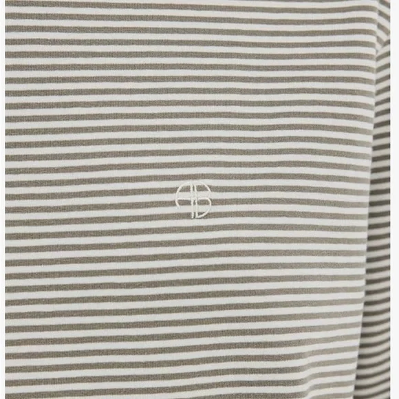 ANINE BING Women's Bo Tee Olive and Ivory Stripe - Picture 5 of 8